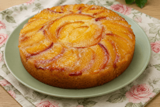 Torta rovesciata alle pesche: soffice, profumata e irresistibile