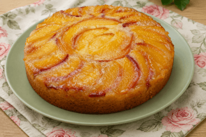 Torta rovesciata alle pesche: soffice, profumata e irresistibile