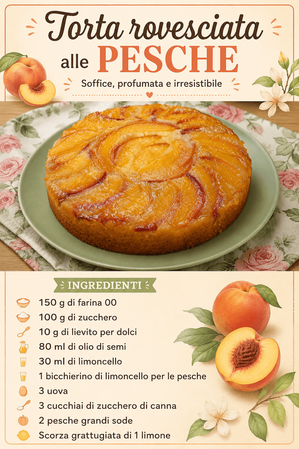 Torta rovesciata alle pesche: soffice, profumata e irresistibile