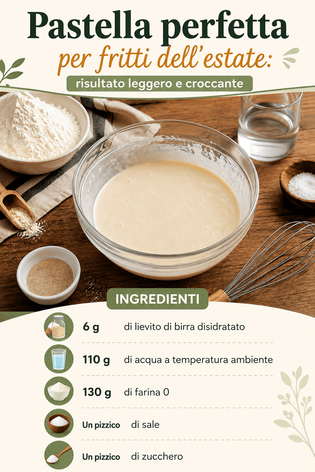Pastella perfetta per fritti dell'estate: risultato leggero e croccante