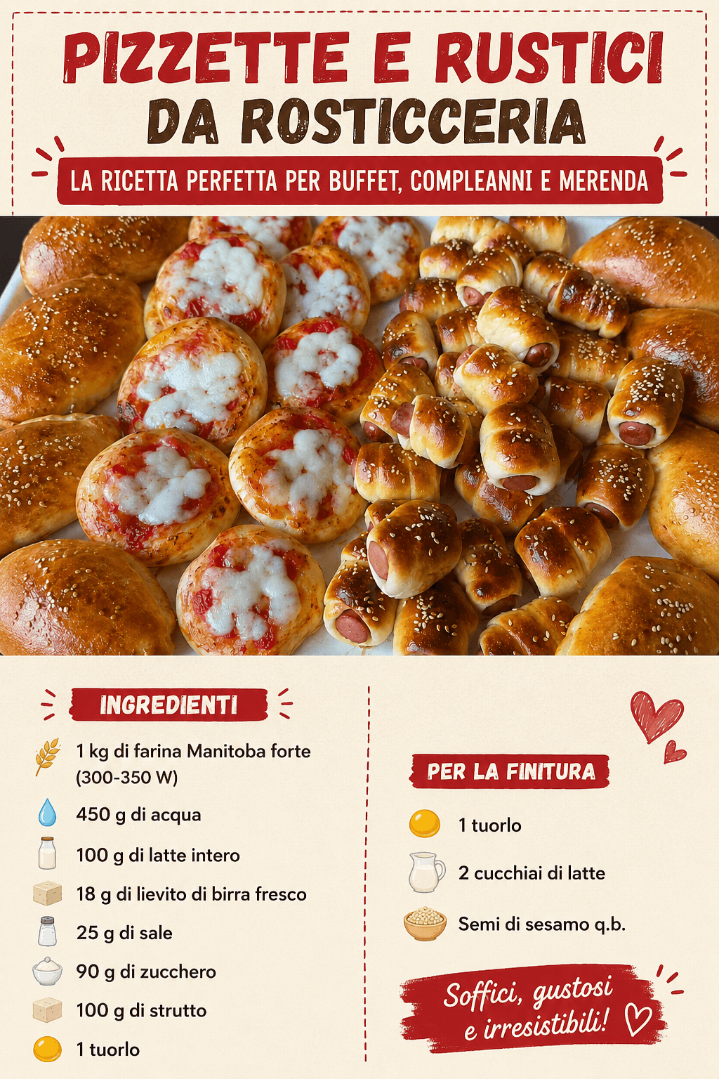 Pizzette e rustici da rosticceria: la ricetta perfetta per buffet, compeanni e merenda