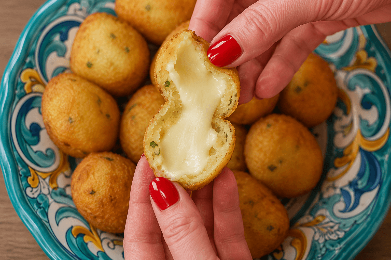 Polpette di patate filanti: croccanti fuori e dal cuore morbido!