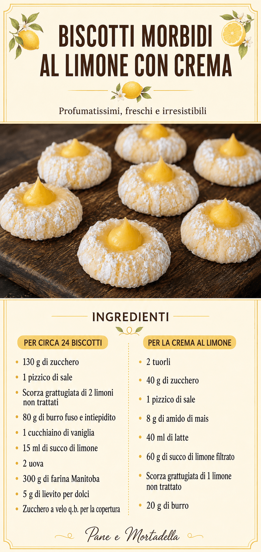 Biscotti morbidi al limone con crema: profumatissimi, freschi e irresistibili