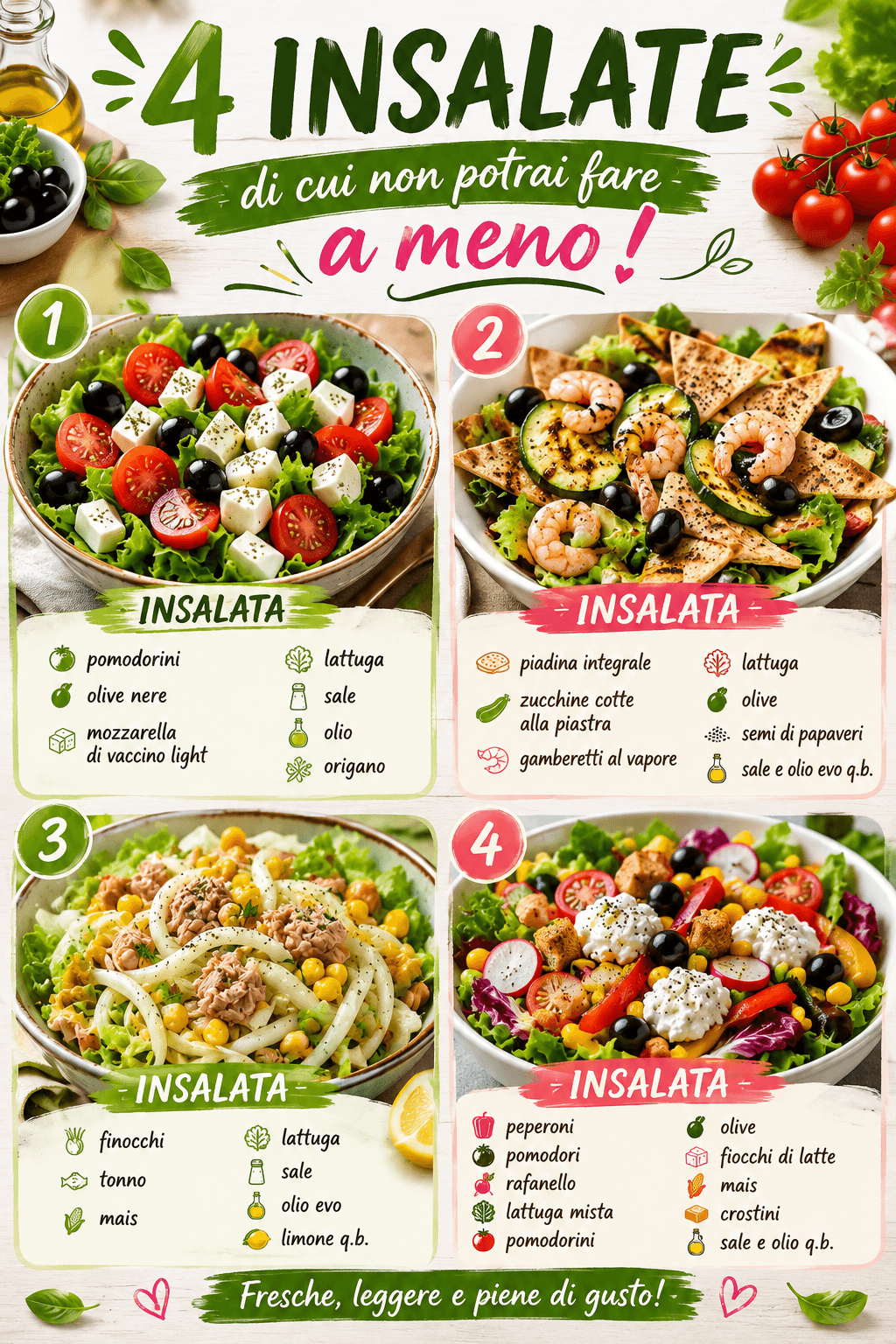 4 Insalatone estive che ti salvano pranzo e cena: veloci, leggere e pronte in pochi minuti