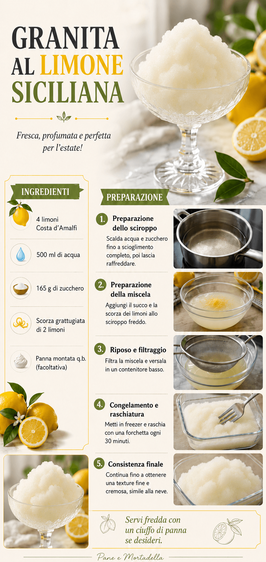 Granita al limone siciliana: fresca, profumata e soffice come la neve